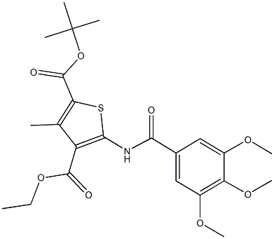 2-tert-butyl 4-ethyl 3-methyl-5-[(3,4,5-trimethoxybenzoyl)amino]-2,4-thiophenedicarboxylate 结构式