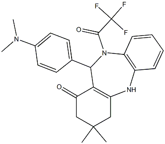11-[4-(dimethylamino)phenyl]-3,3-dimethyl-10-(trifluoroacetyl)-2,3,4,5,10,11-hexahydro-1H-dibenzo[b,e][1,4]diazepin-1-one 结构式