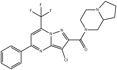 3-chloro-2-(hexahydropyrrolo[1,2-a]pyrazin-2(1H)-ylcarbonyl)-5-phenyl-7-(trifluoromethyl)pyrazolo[1,5-a]pyrimidine 结构式