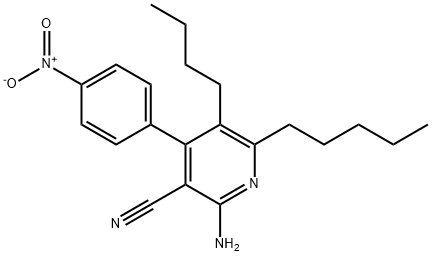 2-amino-5-butyl-4-{4-nitrophenyl}-6-pentylnicotinonitrile 结构式