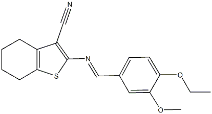 2-[(4-ethoxy-3-methoxybenzylidene)amino]-4,5,6,7-tetrahydro-1-benzothiophene-3-carbonitrile 结构式