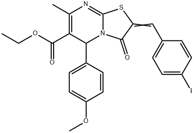 ethyl 2-(4-iodobenzylidene)-5-(4-methoxyphenyl)-7-methyl-3-oxo-2,3-dihydro-5H-[1,3]thiazolo[3,2-a]pyrimidine-6-carboxylate 结构式