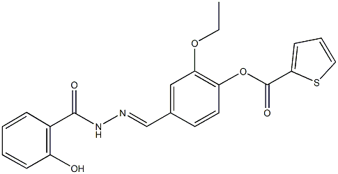 2-ethoxy-4-[2-(2-hydroxybenzoyl)carbohydrazonoyl]phenyl 2-thiophenecarboxylate 结构式