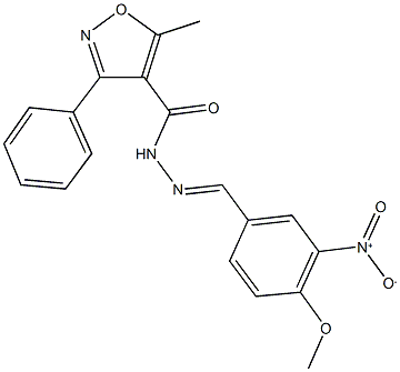 N'-{3-nitro-4-methoxybenzylidene}-5-methyl-3-phenyl-4-isoxazolecarbohydrazide 结构式