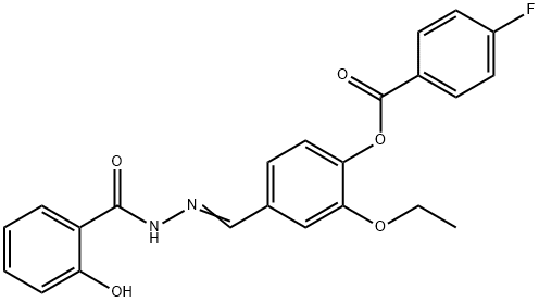 2-ethoxy-4-[2-(2-hydroxybenzoyl)carbohydrazonoyl]phenyl 4-fluorobenzoate 结构式
