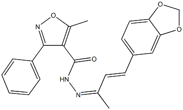 N'-[3-(1,3-benzodioxol-5-yl)-1-methyl-2-propenylidene]-5-methyl-3-phenyl-4-isoxazolecarbohydrazide 结构式