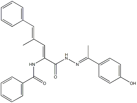 N-[1-({2-[1-(4-hydroxyphenyl)ethylidene]hydrazino}carbonyl)-3-methyl-4-phenyl-1,3-butadienyl]benzamide 结构式