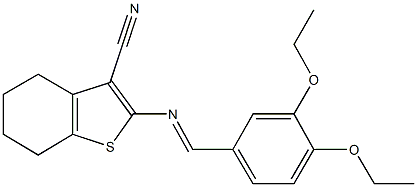 2-[(3,4-diethoxybenzylidene)amino]-4,5,6,7-tetrahydro-1-benzothiophene-3-carbonitrile 结构式