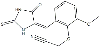 {2-methoxy-6-[(5-oxo-2-thioxo-4-imidazolidinylidene)methyl]phenoxy}acetonitrile 结构式