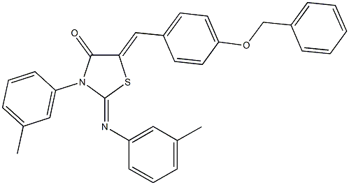 5-[4-(benzyloxy)benzylidene]-3-(3-methylphenyl)-2-[(3-methylphenyl)imino]-1,3-thiazolidin-4-one 结构式