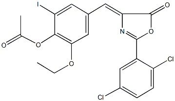 4-[(2-(2,5-dichlorophenyl)-5-oxo-1,3-oxazol-4(5H)-ylidene)methyl]-2-ethoxy-6-iodophenyl acetate 结构式