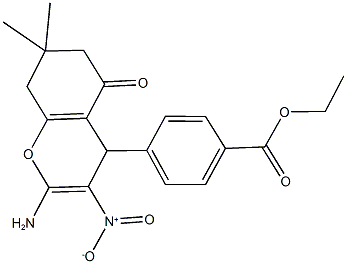 ethyl 4-{2-amino-3-nitro-7,7-dimethyl-5-oxo-5,6,7,8-tetrahydro-4H-chromen-4-yl}benzoate 结构式