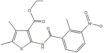 ethyl 2-({3-nitro-2-methylbenzoyl}amino)-4,5-dimethyl-3-thiophenecarboxylate 结构式