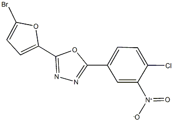 2-(5-bromo-2-furyl)-5-{4-chloro-3-nitrophenyl}-1,3,4-oxadiazole 结构式