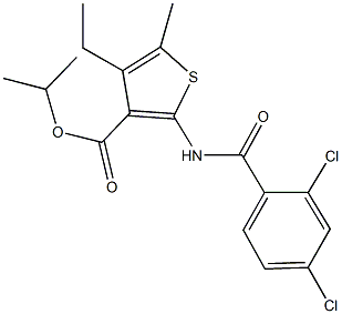 isopropyl 2-[(2,4-dichlorobenzoyl)amino]-4-ethyl-5-methyl-3-thiophenecarboxylate 结构式