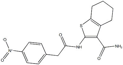 2-[({4-nitrophenyl}acetyl)amino]-4,5,6,7-tetrahydro-1-benzothiophene-3-carboxamide 结构式