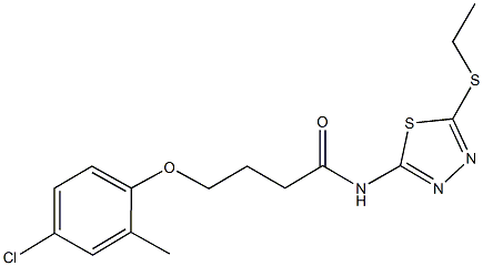 4-(4-chloro-2-methylphenoxy)-N-[5-(ethylsulfanyl)-1,3,4-thiadiazol-2-yl]butanamide 结构式