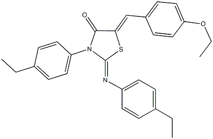 5-(4-ethoxybenzylidene)-3-(4-ethylphenyl)-2-[(4-ethylphenyl)imino]-1,3-thiazolidin-4-one 结构式