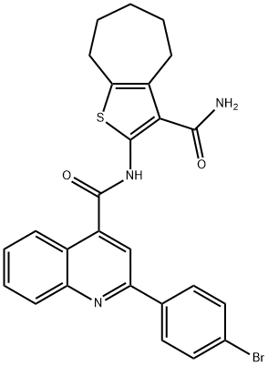 N-[3-(aminocarbonyl)-5,6,7,8-tetrahydro-4H-cyclohepta[b]thien-2-yl]-2-(4-bromophenyl)-4-quinolinecarboxamide 结构式