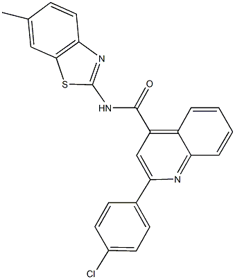2-(4-chlorophenyl)-N-(6-methyl-1,3-benzothiazol-2-yl)-4-quinolinecarboxamide 结构式