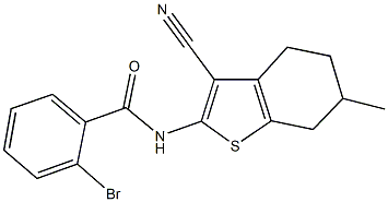 2-bromo-N-(3-cyano-6-methyl-4,5,6,7-tetrahydro-1-benzothien-2-yl)benzamide 结构式
