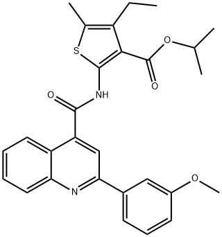 isopropyl 4-ethyl-2-({[2-(3-methoxyphenyl)-4-quinolinyl]carbonyl}amino)-5-methyl-3-thiophenecarboxylate 结构式