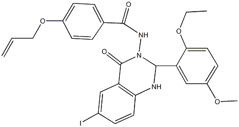 4-(allyloxy)-N-(2-(2-ethoxy-5-methoxyphenyl)-6-iodo-4-oxo-1,4-dihydro-3(2H)-quinazolinyl)benzamide 结构式