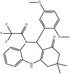 11-(2,5-dimethoxyphenyl)-3,3-dimethyl-10-(trifluoroacetyl)-2,3,4,5,10,11-hexahydro-1H-dibenzo[b,e][1,4]diazepin-1-one 结构式