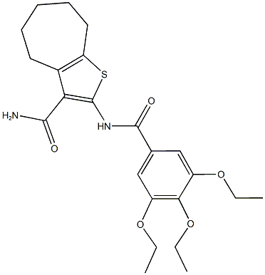 2-[(3,4,5-triethoxybenzoyl)amino]-5,6,7,8-tetrahydro-4H-cyclohepta[b]thiophene-3-carboxamide 结构式