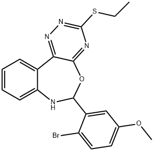 4-bromo-3-[3-(ethylsulfanyl)-6,7-dihydro[1,2,4]triazino[5,6-d][3,1]benzoxazepin-6-yl]phenyl methyl ether 结构式