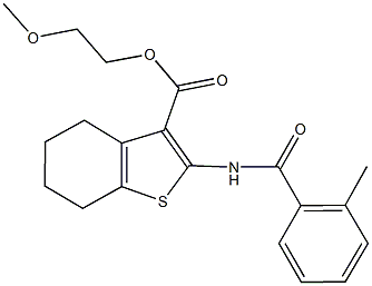 2-methoxyethyl 2-[(2-methylbenzoyl)amino]-4,5,6,7-tetrahydro-1-benzothiophene-3-carboxylate 结构式