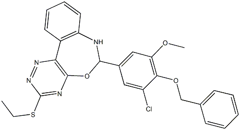 6-[4-(benzyloxy)-3-chloro-5-methoxyphenyl]-3-(ethylsulfanyl)-6,7-dihydro[1,2,4]triazino[5,6-d][3,1]benzoxazepine 结构式