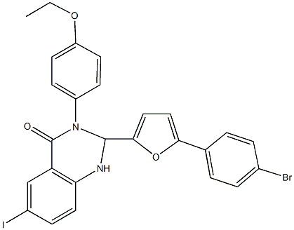2-[5-(4-bromophenyl)-2-furyl]-3-(4-ethoxyphenyl)-6-iodo-2,3-dihydro-4(1H)-quinazolinone 结构式