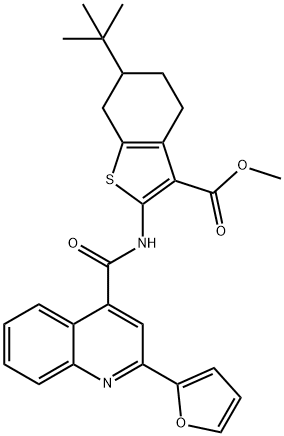 methyl 6-tert-butyl-2-({[2-(2-furyl)-4-quinolinyl]carbonyl}amino)-4,5,6,7-tetrahydro-1-benzothiophene-3-carboxylate 结构式