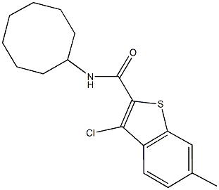 3-chloro-N-cyclooctyl-6-methyl-1-benzothiophene-2-carboxamide 结构式