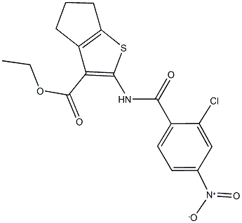 ethyl 2-({2-chloro-4-nitrobenzoyl}amino)-5,6-dihydro-4H-cyclopenta[b]thiophene-3-carboxylate 结构式