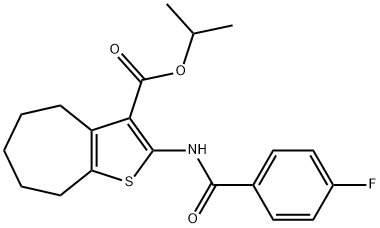 isopropyl 2-[(4-fluorobenzoyl)amino]-5,6,7,8-tetrahydro-4H-cyclohepta[b]thiophene-3-carboxylate 结构式