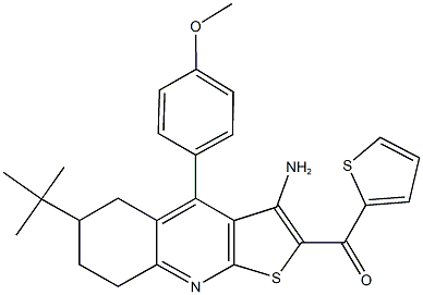 [3-amino-6-tert-butyl-4-(4-methoxyphenyl)-5,6,7,8-tetrahydrothieno[2,3-b]quinolin-2-yl](2-thienyl)methanone 结构式