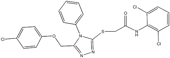 2-({5-[(4-chlorophenoxy)methyl]-4-phenyl-4H-1,2,4-triazol-3-yl}sulfanyl)-N-(2,6-dichlorophenyl)acetamide 结构式