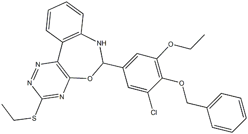 6-[4-(benzyloxy)-3-chloro-5-ethoxyphenyl]-3-(ethylsulfanyl)-6,7-dihydro[1,2,4]triazino[5,6-d][3,1]benzoxazepine 结构式