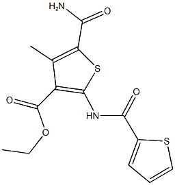 ethyl 5-(aminocarbonyl)-4-methyl-2-[(2-thienylcarbonyl)amino]-3-thiophenecarboxylate 结构式