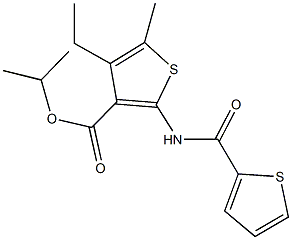 isopropyl 4-ethyl-5-methyl-2-[(2-thienylcarbonyl)amino]-3-thiophenecarboxylate 结构式