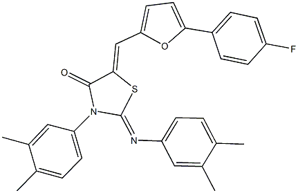 3-(3,4-dimethylphenyl)-2-[(3,4-dimethylphenyl)imino]-5-{[5-(4-fluorophenyl)-2-furyl]methylene}-1,3-thiazolidin-4-one 结构式