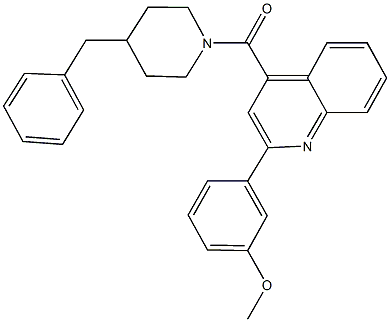 4-[(4-benzyl-1-piperidinyl)carbonyl]-2-(3-methoxyphenyl)quinoline 结构式