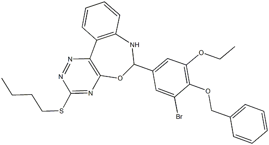 6-[4-(benzyloxy)-3-bromo-5-ethoxyphenyl]-3-(butylsulfanyl)-6,7-dihydro[1,2,4]triazino[5,6-d][3,1]benzoxazepine 结构式