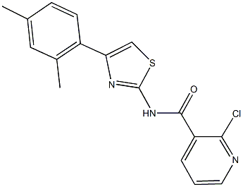 2-chloro-N-[4-(2,4-dimethylphenyl)-1,3-thiazol-2-yl]nicotinamide 结构式