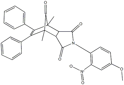 4-{2-nitro-4-methoxyphenyl}-1,7-dimethyl-8,9-diphenyl-4-azatricyclo[5.2.1.0~2,6~]dec-8-ene-3,5,10-trione 结构式