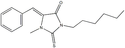5-benzylidene-3-hexyl-1-methyl-2-thioxo-4-imidazolidinone 结构式