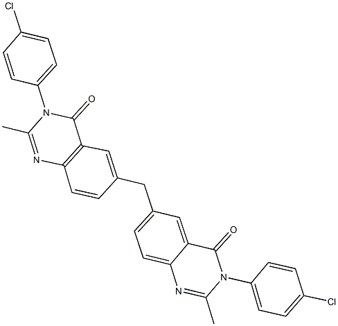 3-(4-chlorophenyl)-6-{[3-(4-chlorophenyl)-2-methyl-4-oxo-3,4-dihydro-6-quinazolinyl]methyl}-2-methyl-4(3H)-quinazolinone 结构式