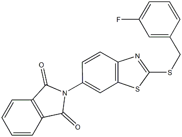 2-{2-[(3-fluorobenzyl)sulfanyl]-1,3-benzothiazol-6-yl}-1H-isoindole-1,3(2H)-dione 结构式